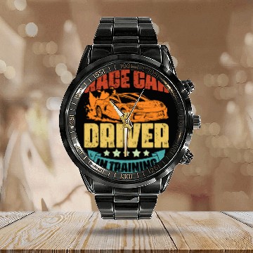 Discover Vintage Race Car Driver In Training An Automotive Calendar Steel Band Watch