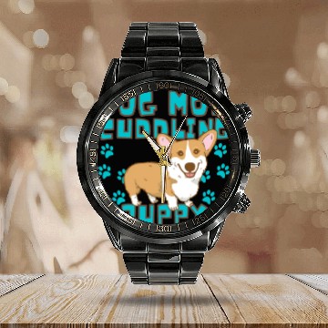 Discover DOG MOM CUDDLING PUPPY , DOGS LOVERS Calendar Steel Band Watch