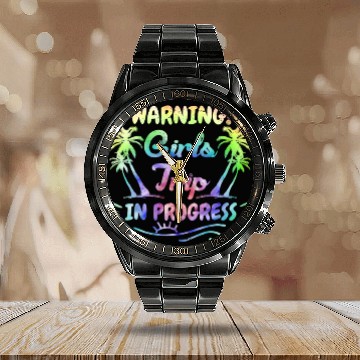 Discover Attention girls trip in progress Spring Break Calendar Steel Band Watch