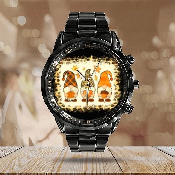 Discover Bleached Happy Fall Y all Gnome Pumpkin Autumn Tha Calendar Steel Band Watch
