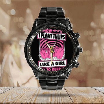 Discover Tulip Gardening Calendar Steel Band Watch