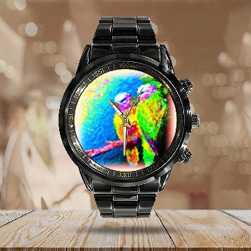 Discover A Vibrant and Joyful Rainbow Birds. Buy Now Calendar Steel Band Watch