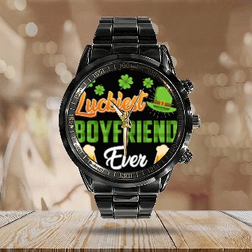 Discover Luckiest Boyfriend Ever St. Patrick's Day Calendar Steel Band Watch