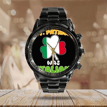 Discover St. Patrick was Italian St. Patrick's Day Calendar Steel Band Watch