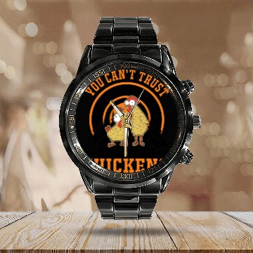 Discover Chickens Chicken Farm Farmer Calendar Steel Band Watch