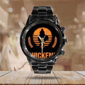 Discover Chickens Chicken Farm Farmer Calendar Steel Band Watch