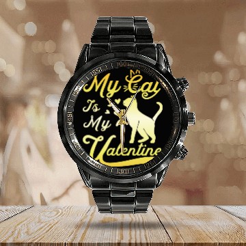 Discover Cat Valentine Humor Kitties Lover Calendar Steel Band Watch
