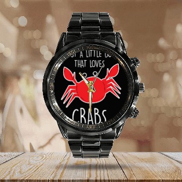 Discover Just A Little Boy Who Loves Crabs Crab Lover Calendar Steel Band Watch