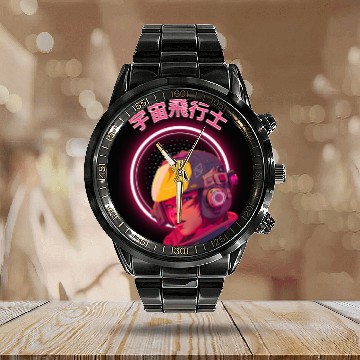 Discover Futuristic Cyberpunk Girl Calendar Steel Band Watch