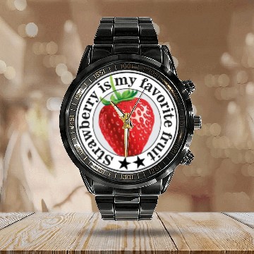 Discover Strawberry is my favorite fruit Calendar Steel Band Watch