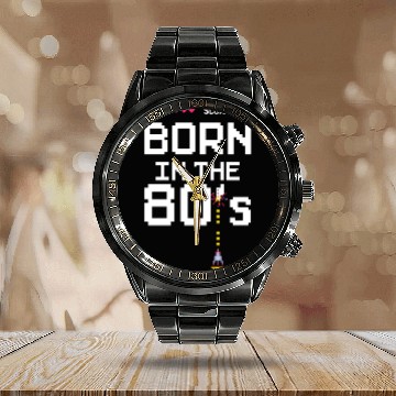 Discover 1987 Birtday Retro Gamer Pixel Born in the 80s Calendar Steel Band Watch