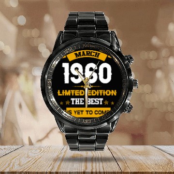 Discover March 1960 Birthday Surprise Calendar Steel Band Watch