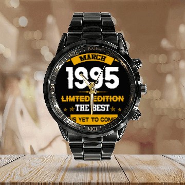 Discover March 1995 Birthday Surprise Calendar Steel Band Watch