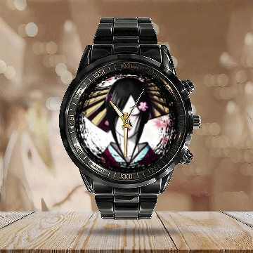 Discover Geisha, traditional digital art, Japan Calendar Steel Band Watch