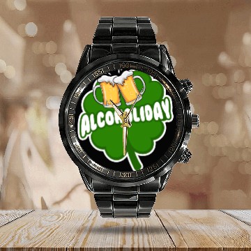 Discover Alcoholiday St Patrick's Day beer Calendar Steel Band Watch