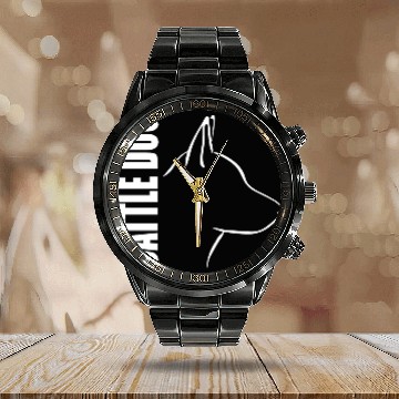 Discover Cattle Dog Profile dog mom Calendar Steel Band Watch