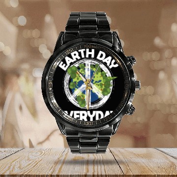 Discover Earth Day Everyday Nature Lover Climate Change Calendar Steel Band Watch
