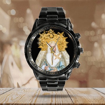 Discover Virgin Mary Mother of Jesus Madonna Calendar Steel Band Watch