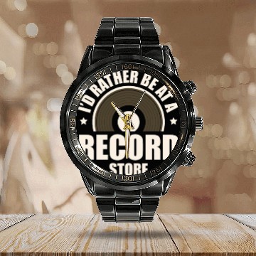 Discover I'd Rather Be At A Record Store Audiophile Vinyl Calendar Steel Band Watch