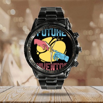 Discover Future Inventor AI Artificial Intelligence Robot Calendar Steel Band Watch