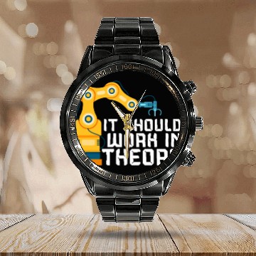 Discover It Should Work In Theory Artificial Intelligence Calendar Steel Band Watch