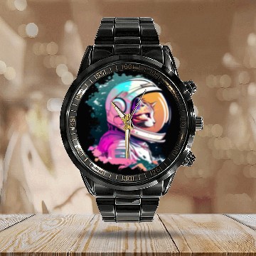 Discover Aesthetic Vaporwave Space Cat 80s 90s Astronaut Calendar Steel Band Watch