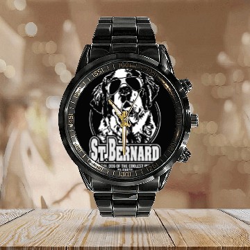 Discover Proud St Bernard coolest people dog mom Calendar Steel Band Watch