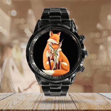 Discover Fox forest animal foxes siblings bro sis nature Calendar Steel Band Watch