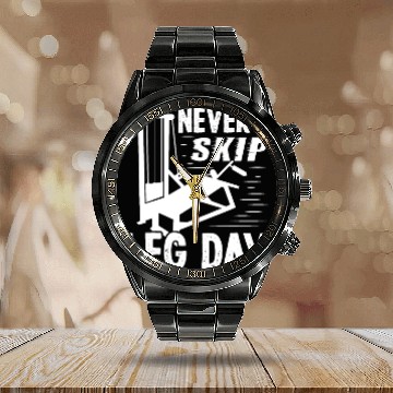 Discover Strongman never skip leg day fitness bodybuilding Calendar Steel Band Watch