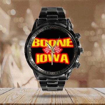Discover Boone Iowa IA Midwest Hobby Stock Modified Race Ca Calendar Steel Band Watch