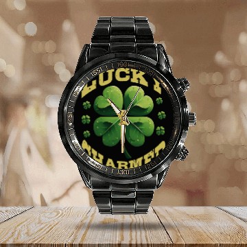 Discover Lucky Charmer Shamrock St Patrick's Day Calendar Steel Band Watch