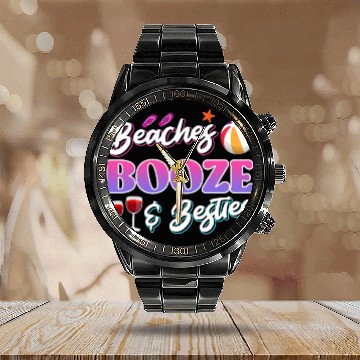 Discover Beaches Booze Besties Summer Vacation Spring Break Calendar Steel Band Watch