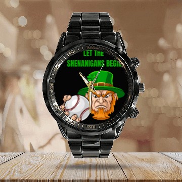 Discover Let The Shenanigans Begin Baseball St Patrick's Da Calendar Steel Band Watch