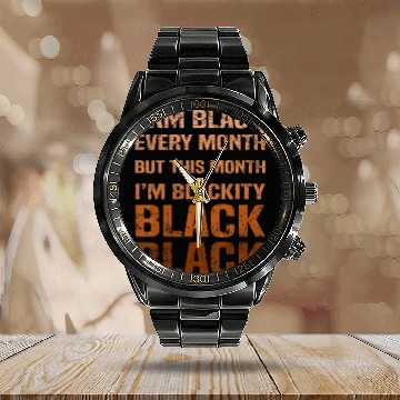 Discover Juneteenth Blackity BLM African Melanin Black Hist Calendar Steel Band Watch