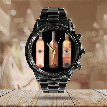 Discover Funny Wine Drinking Calendar Steel Band Watch