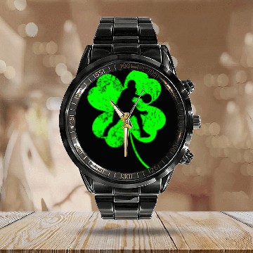 Discover Basketball St. Patrick's day shamrock Calendar Steel Band Watch