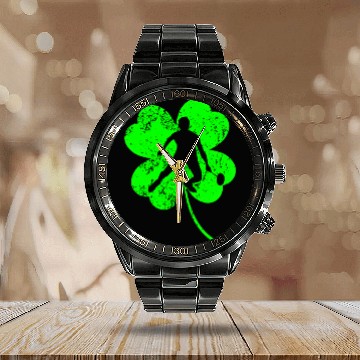 Discover Badminton St. Patrick's day shamrock Calendar Steel Band Watch