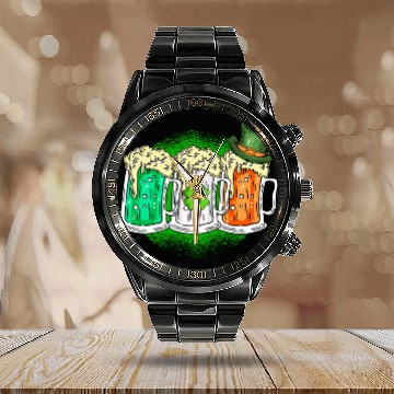 Discover Ireland beer Irish St. Patrick's Day Calendar Steel Band Watch