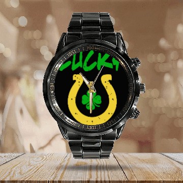 Discover Luck St Patrick s Day Horse Shoe irish Calendar Steel Band Watch