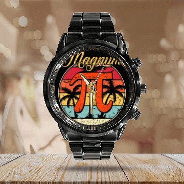 Discover Magnum Pi Math Pi Day Retro Calendar Steel Band Watch