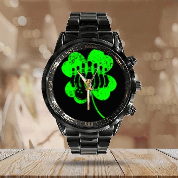 Discover Bowling St. Patrick's day shamrock Calendar Steel Band Watch