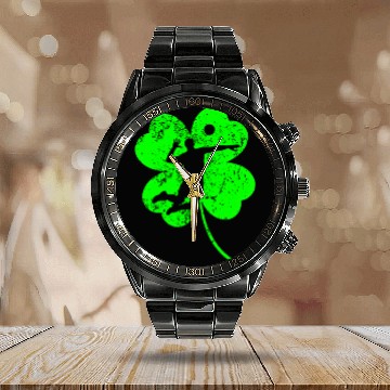 Discover Volleyball St. Patrick's day shamrock Calendar Steel Band Watch