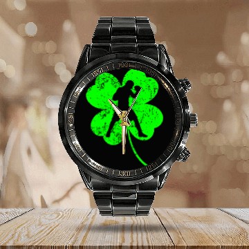 Discover Boxer St. Patrick's day shamrock Calendar Steel Band Watch