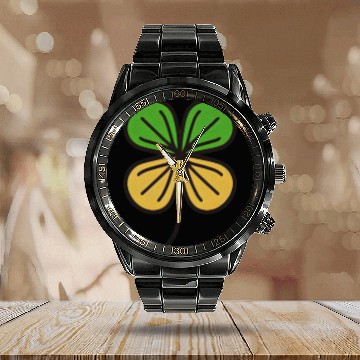 Discover Patrick s day four leaf clover png Calendar Steel Band Watch