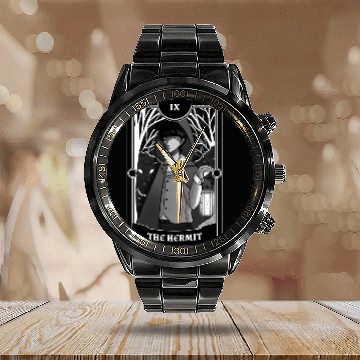 Discover Anime Tarot Card The Hermit Occult Gothic Witch Calendar Steel Band Watch