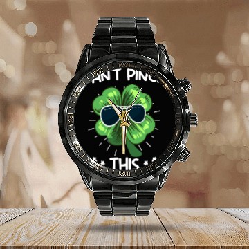 Discover Can't Pinch this Shamrock St. Patrick's Day Calendar Steel Band Watch