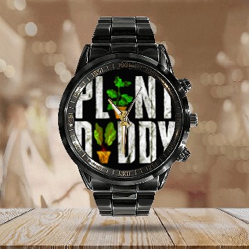 Discover Plant Daddy Funny Gardener Calendar Steel Band Watch
