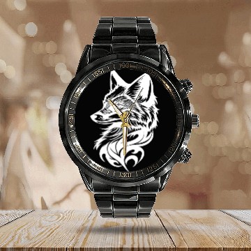Discover Fox Portrait In T Tattoo Ink Calendar Steel Band Watch