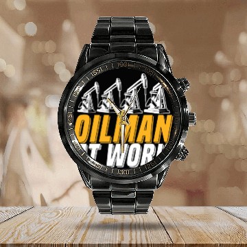 Discover Oilfield Oil Drilling Oilman Calendar Steel Band Watch