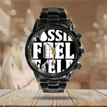 Discover Oilfield Oil Drilling Fossil Fuel Calendar Steel Band Watch